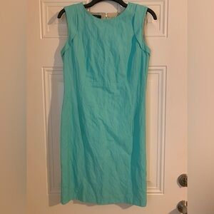 Classic Lafayette 148 New York Light Turquoise Cotton Linen Dress Size 2
